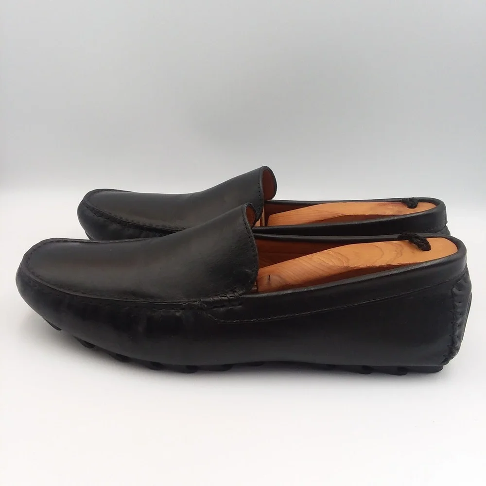 Mercanti Fiorentini Relax Men's‎ Black Leather Moc Toe Driving Loafer Shoes 10M